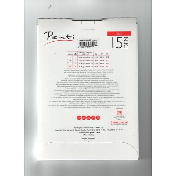 Penti Stop 15 Den Bronze Large #3 Mat New Tech Hole Stop Elegant Tights 3839 - Picture 7 of 10